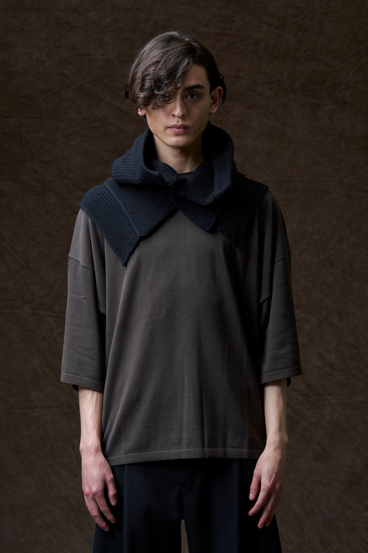 Black Merino Wool Hooded Neck Warmer