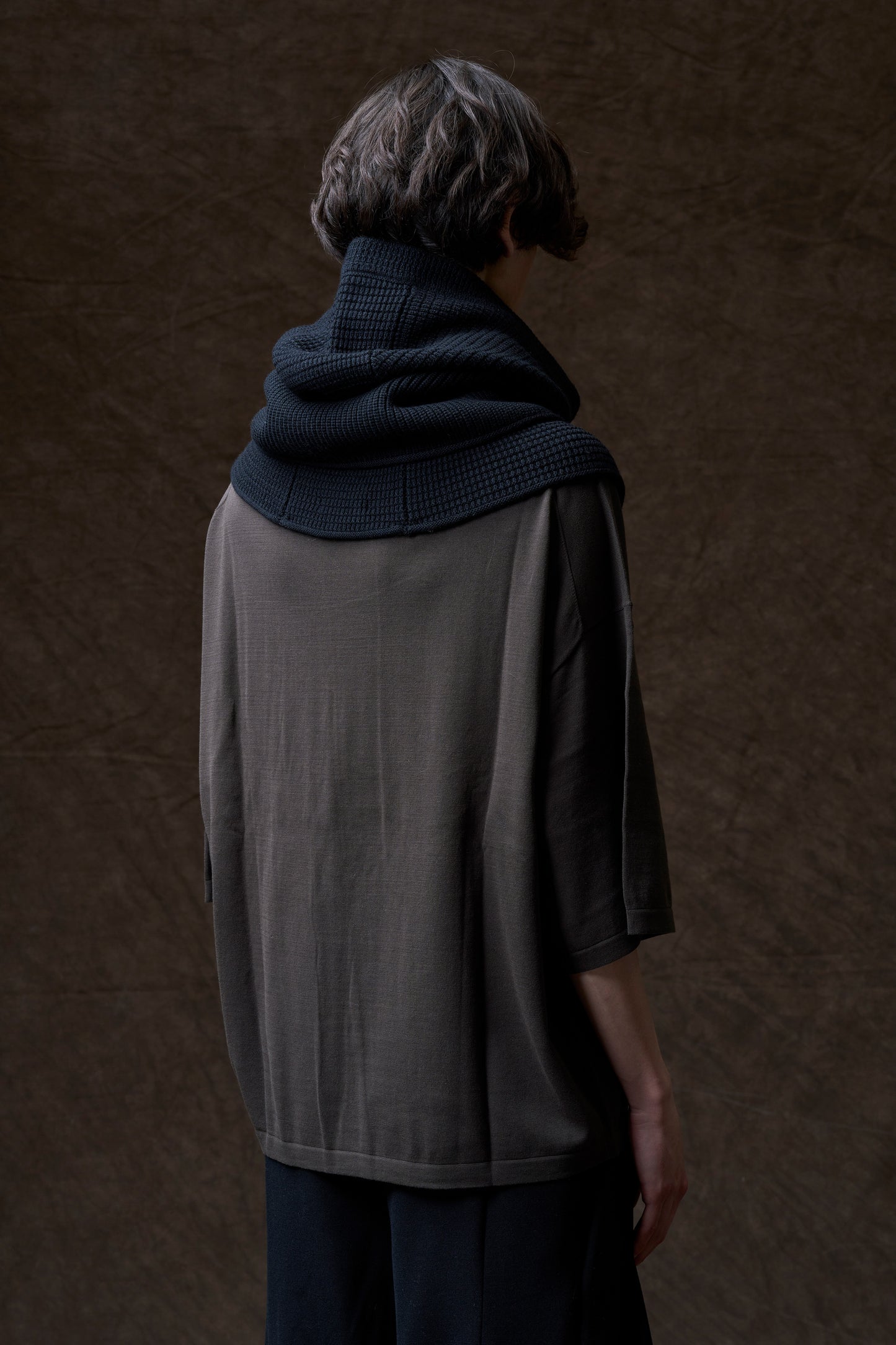 Black Merino Wool Hooded Neck Warmer