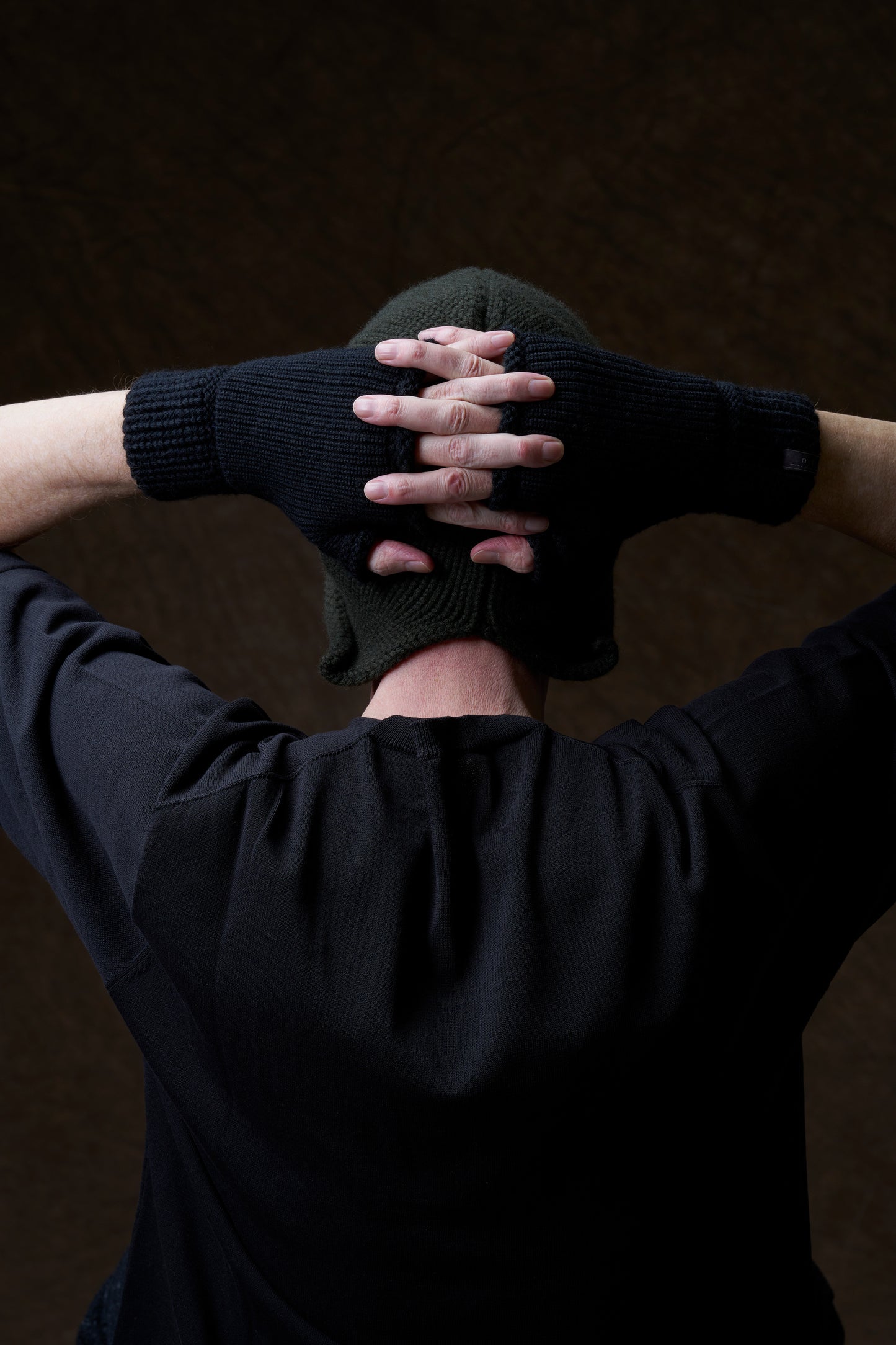 Black Fingerless Knit Gloves