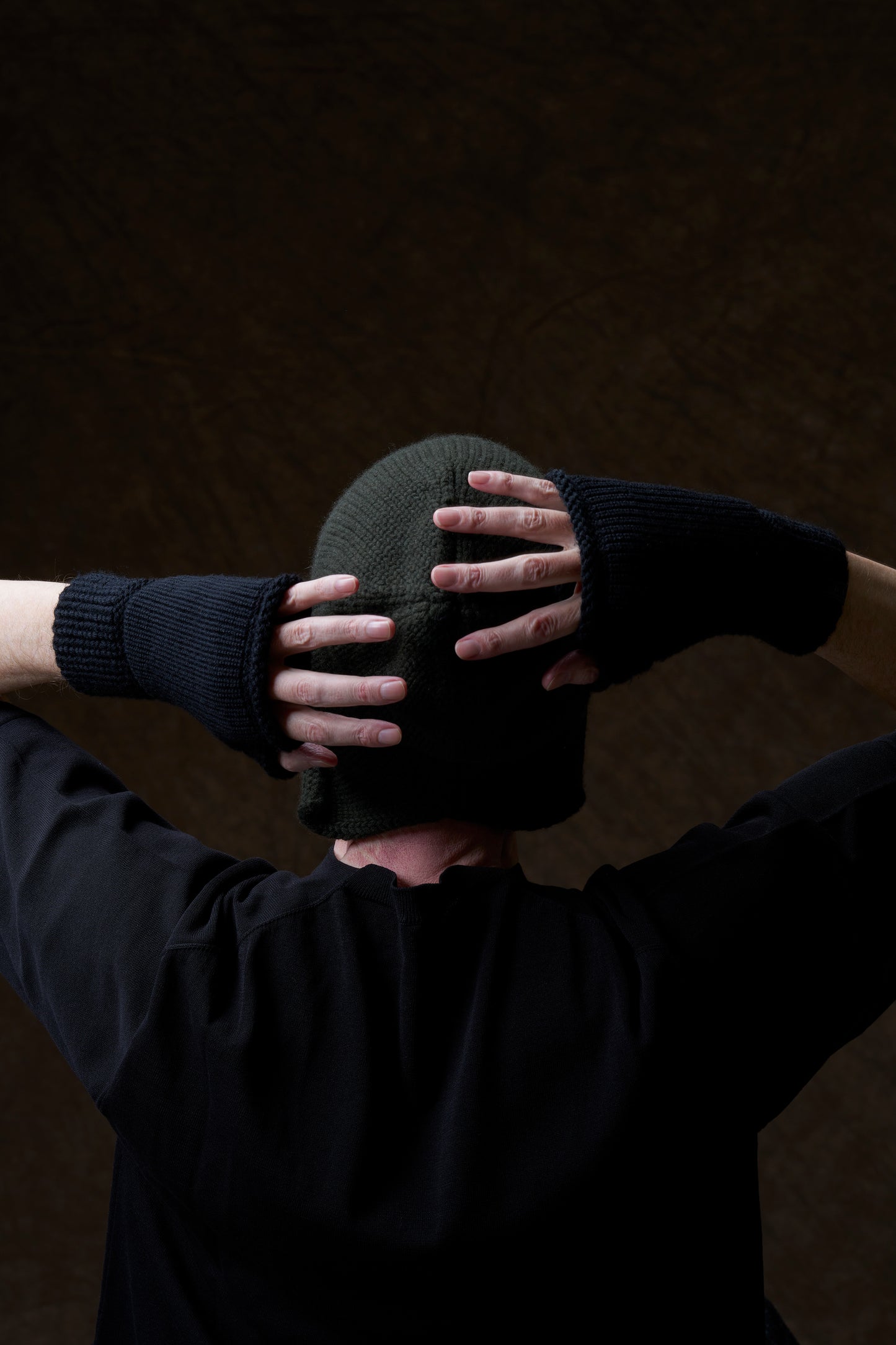 Black Fingerless Knit Gloves