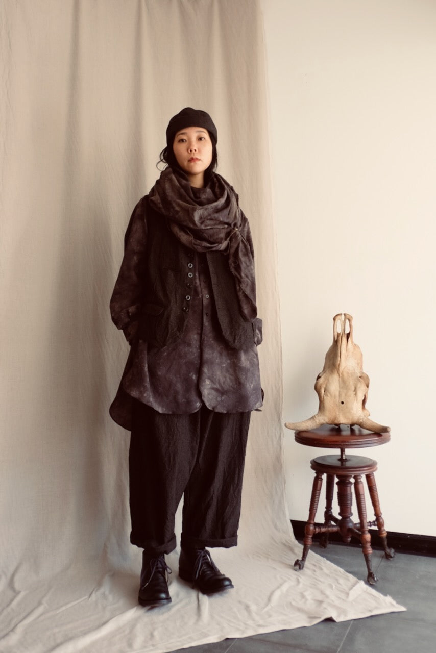 Dark Cacao Nib Silk Wool Waist Coat