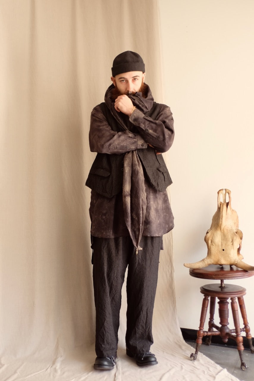 Dark Cacao Nib Silk Wool Waist Coat