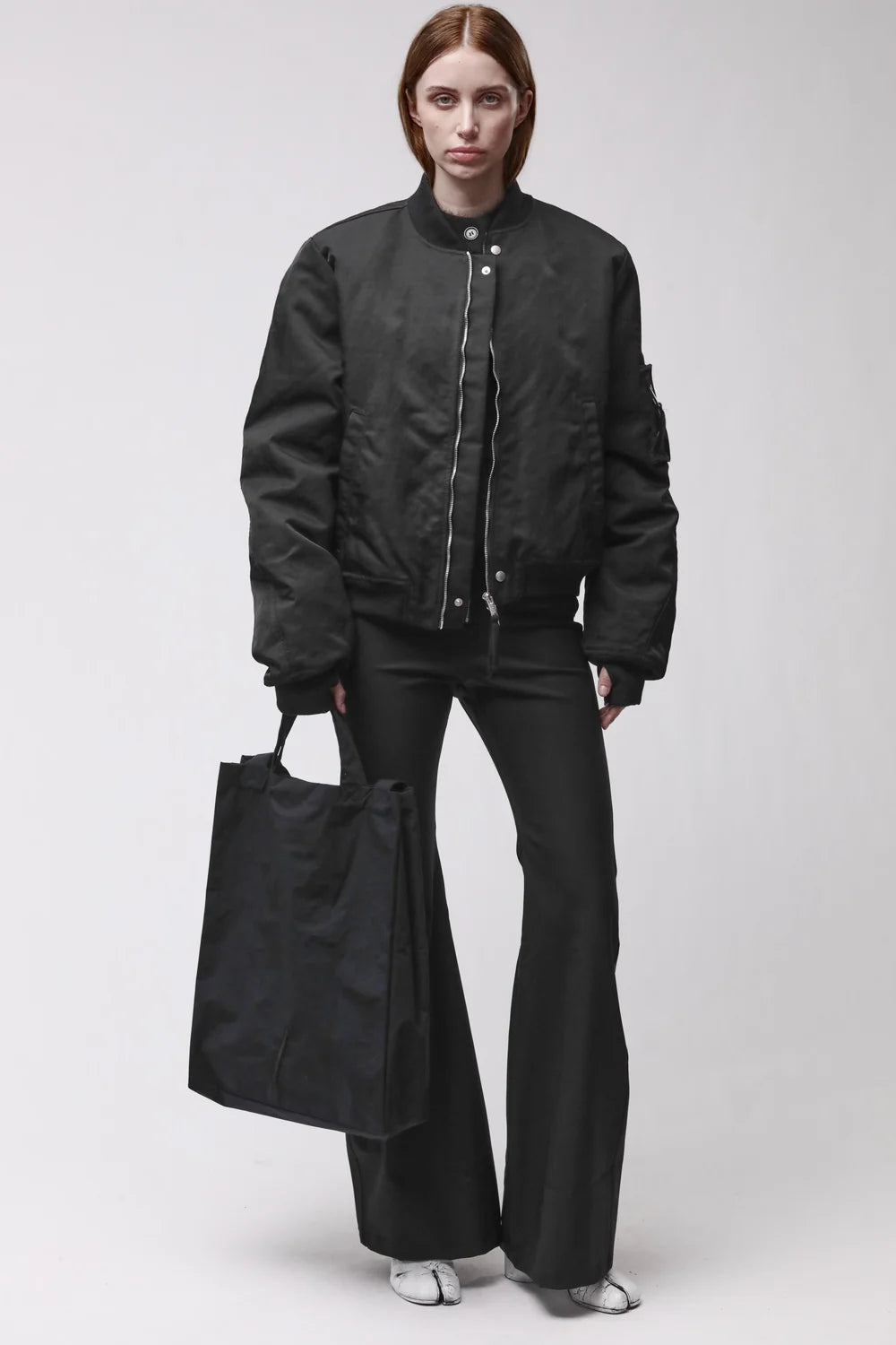 BLACK COTTON TECHNICAL TOTE BAG M 1