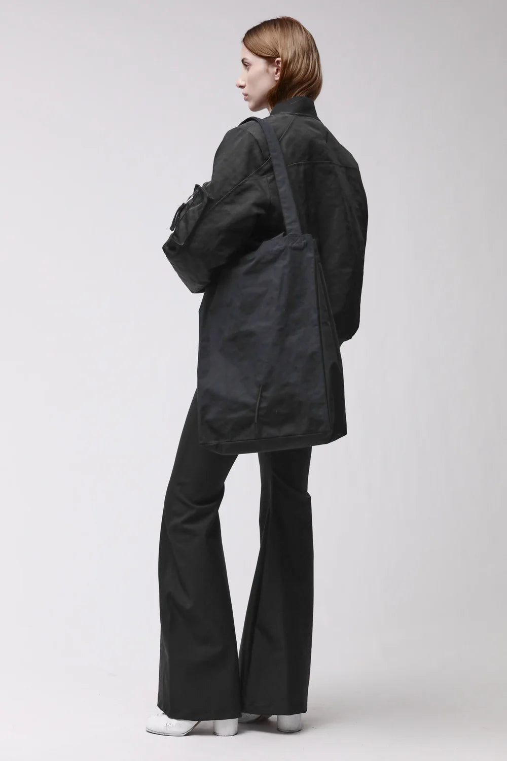 BLACK COTTON TECHNICAL TOTE BAG M 1