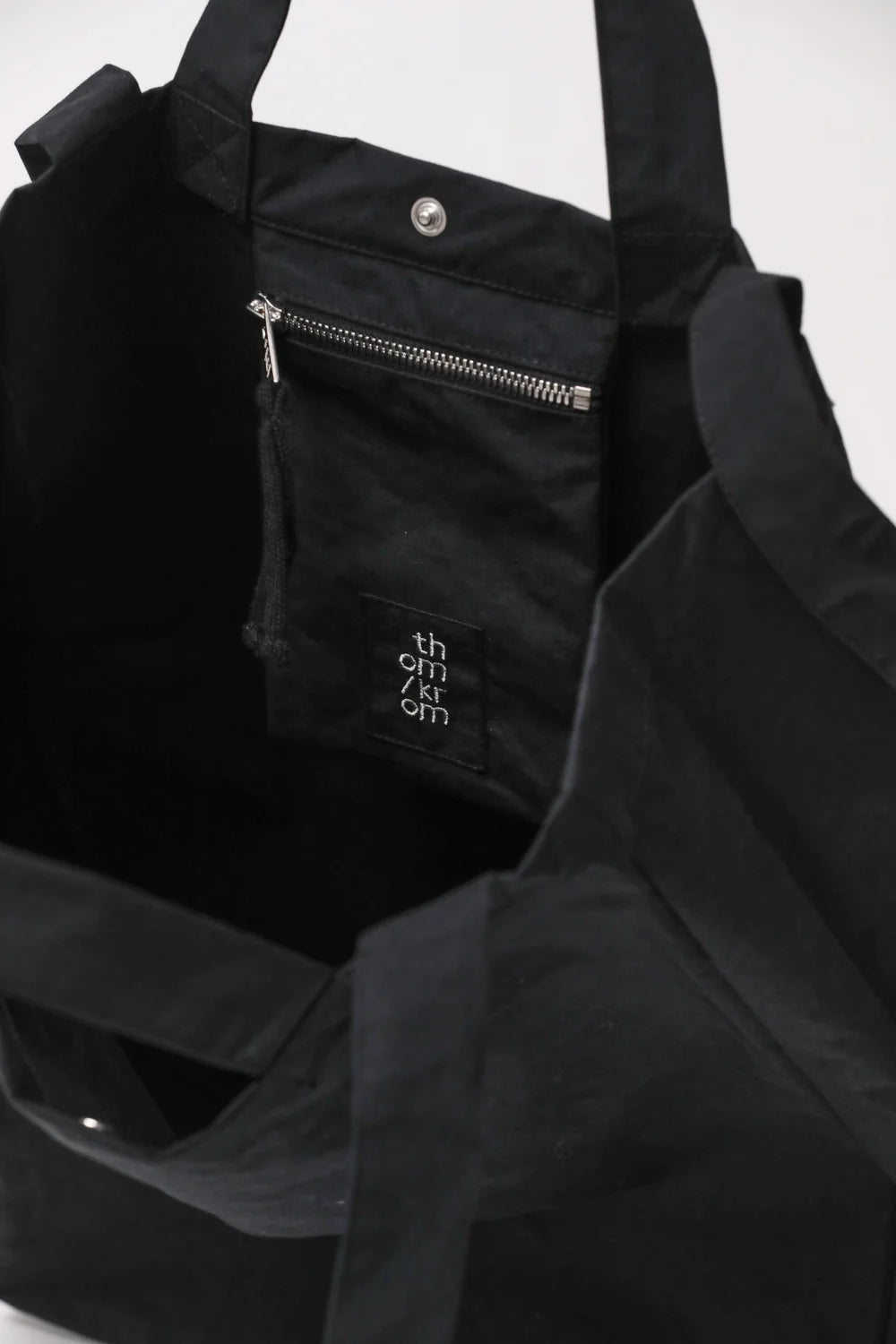 BLACK COTTON TECHNICAL TOTE BAG M 1
