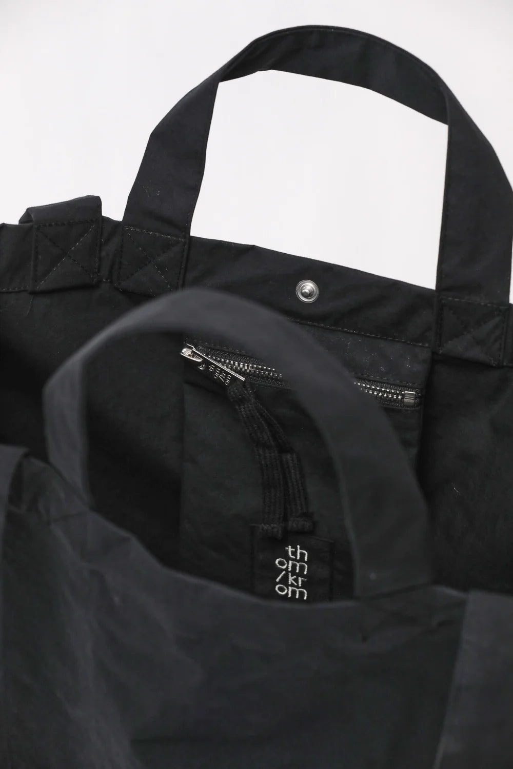 BLACK COTTON TECHNICAL TOTE BAG M 1