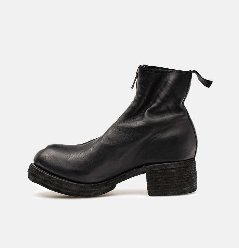 Black Orthopedic Front Zip Boots Double Soles PL1WZ