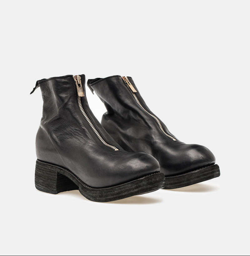 Black Orthopedic Front Zip Boots Double Soles PL1WZ