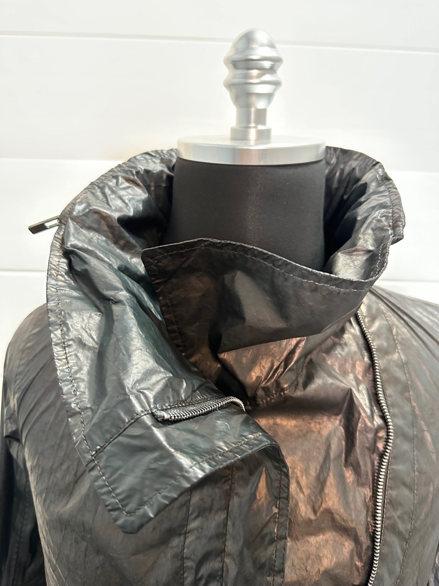 Black Brown Object Dyed Nylon Chain-Seam Hooded Parka with Retractable Sleeves by Carol Christian Poell