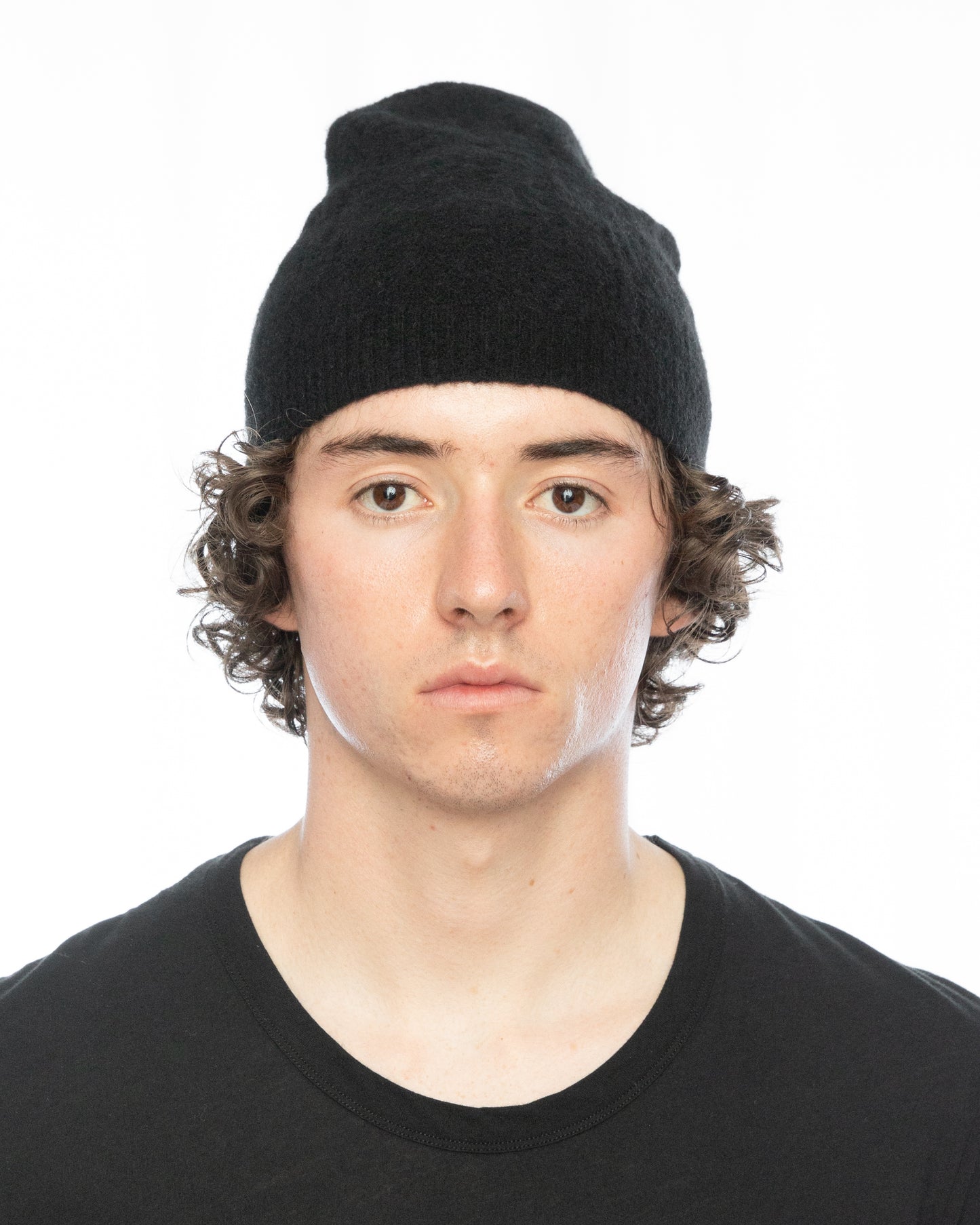 Black Destroyed Cut-Outs Wool Yak Knit Beanie