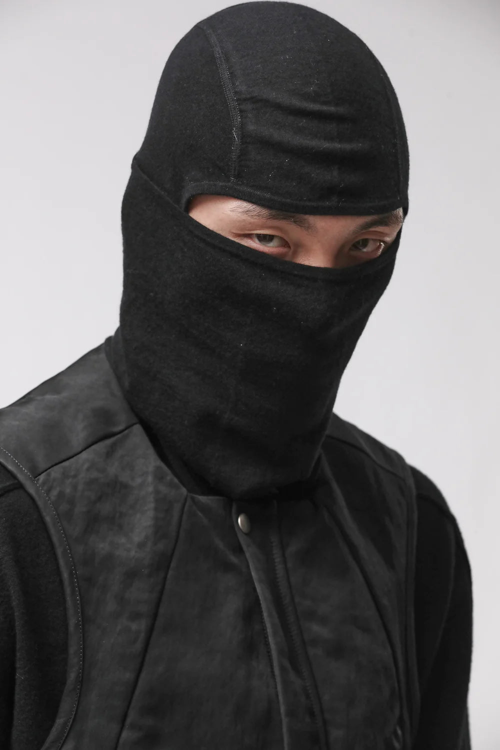 BLACK CASHMERE BALACLAVA HOODIE CAP M 67