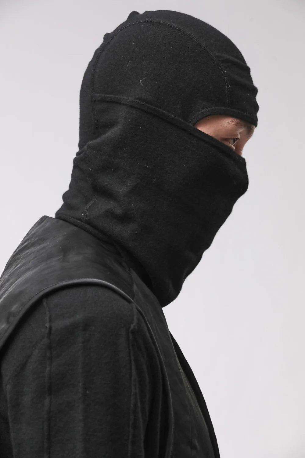 BLACK CASHMERE BALACLAVA HOODIE CAP M 67