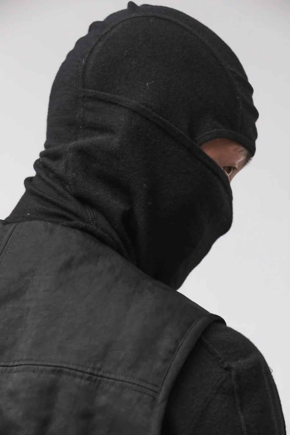 BLACK CASHMERE BALACLAVA HOODIE CAP M 67