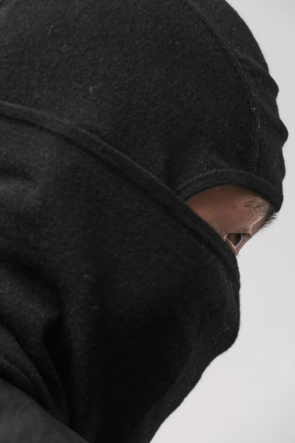 BLACK CASHMERE BALACLAVA HOODIE CAP M 67