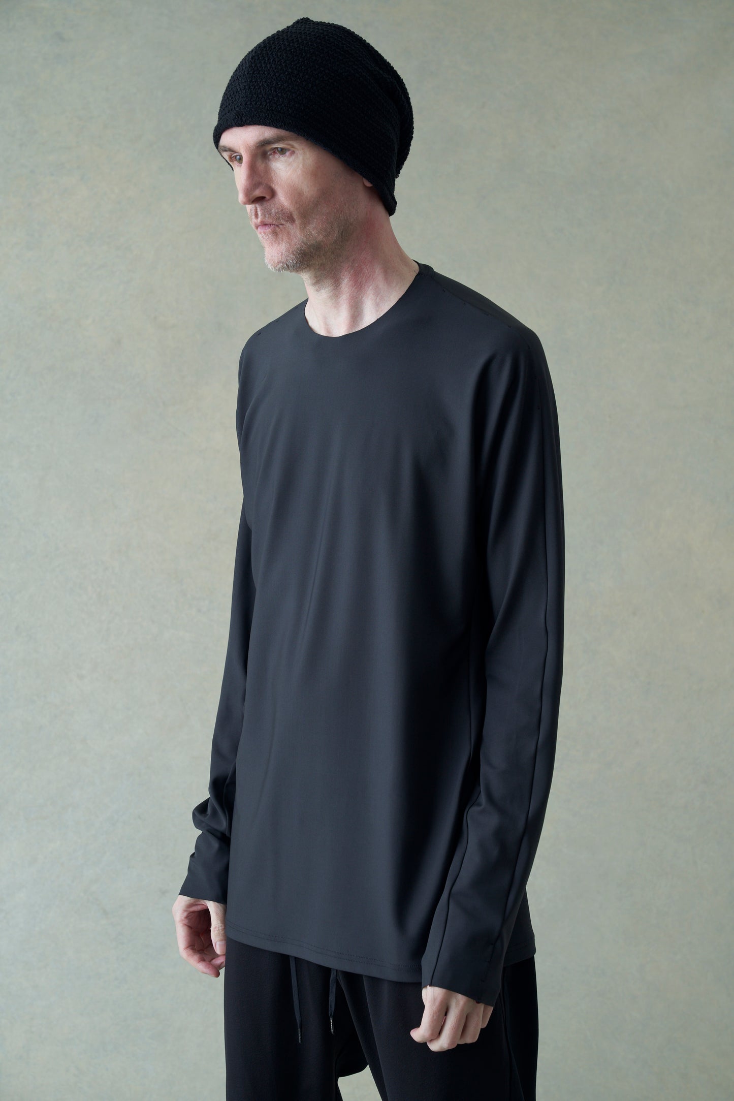 Graphite Long Sleeve Hybrid Yarn Jersey T-shirt