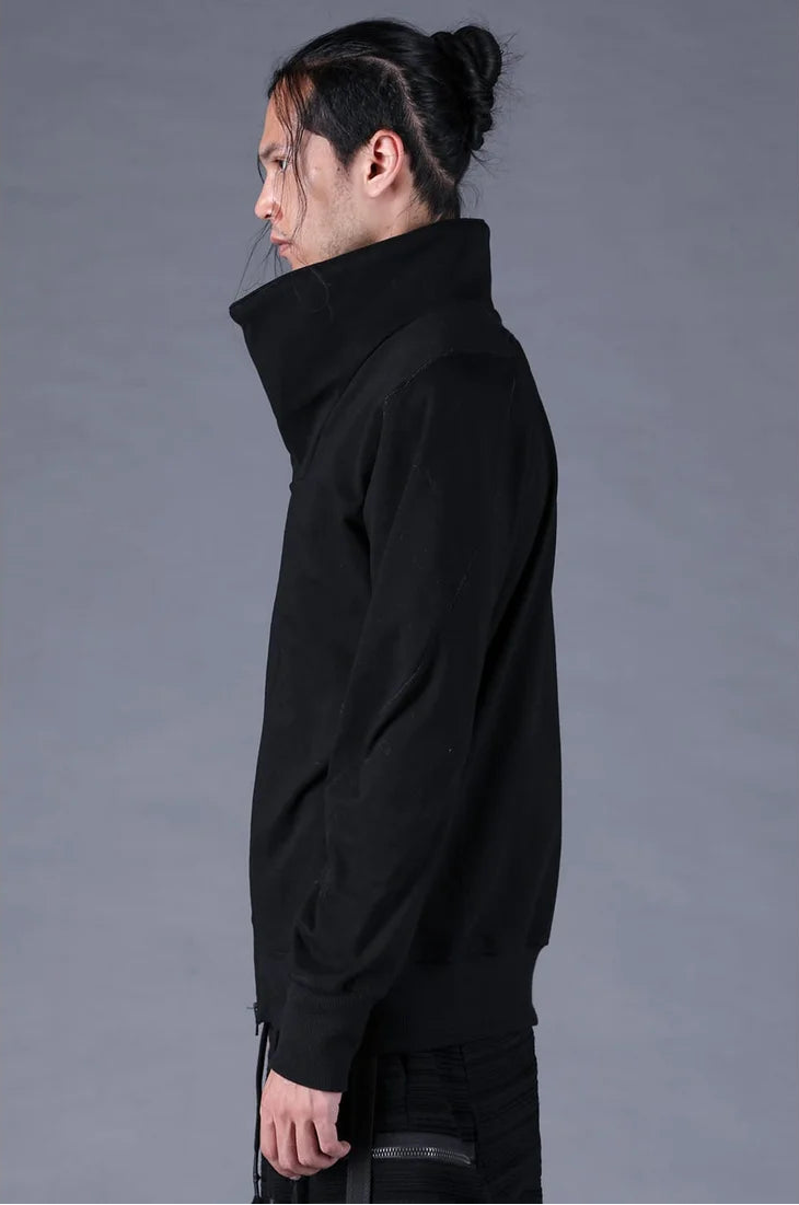 Black Dry Jersey Wrap High-Neck Blouson