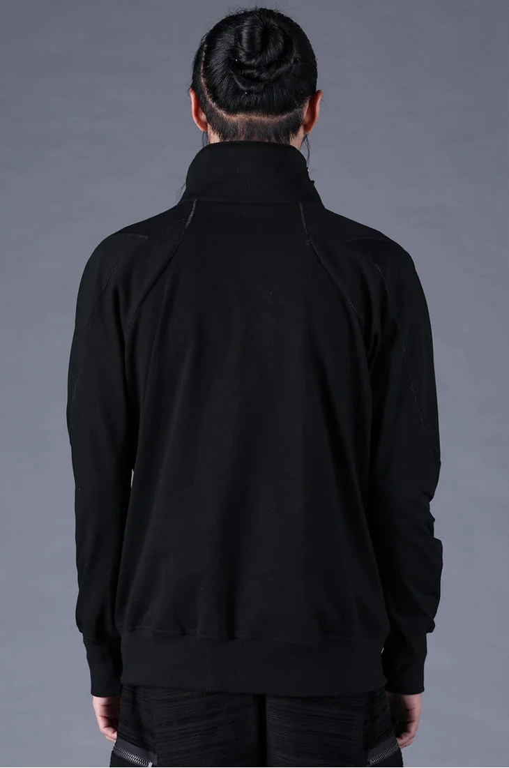 Black Dry Jersey Wrap High-Neck Blouson