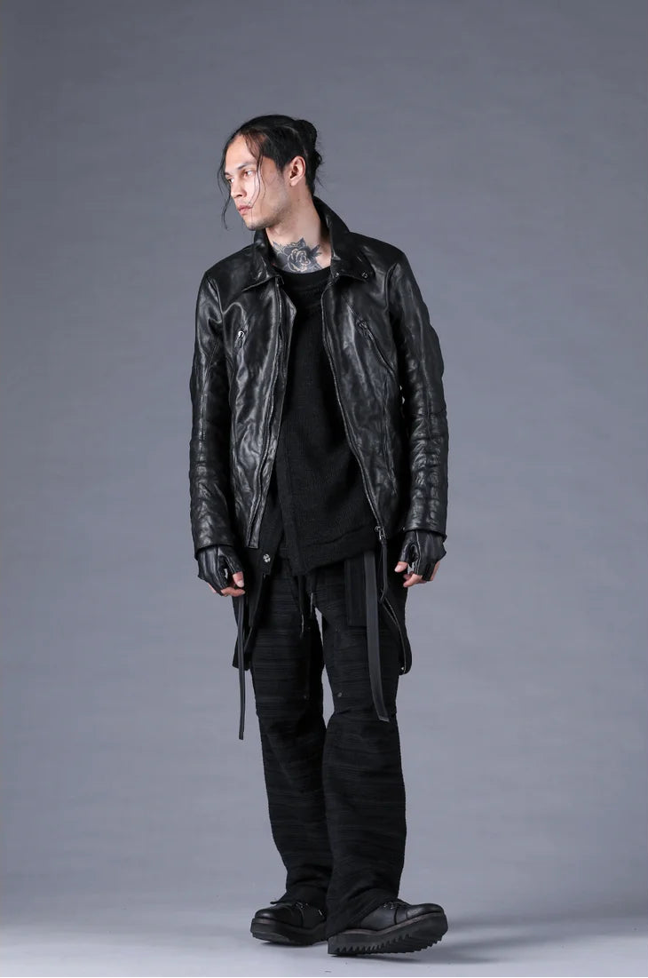 Black Horse Leather Gloves + Detachable Collar Jacket