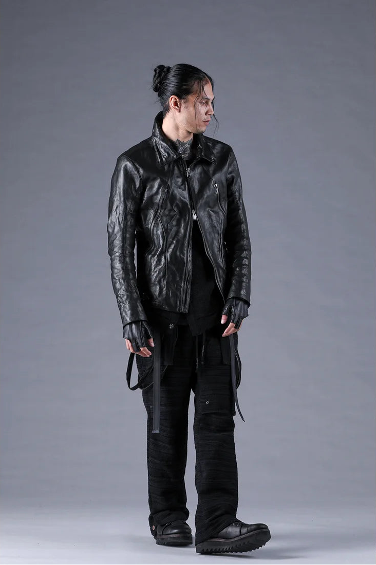 Black Horse Leather Gloves + Detachable Collar Jacket