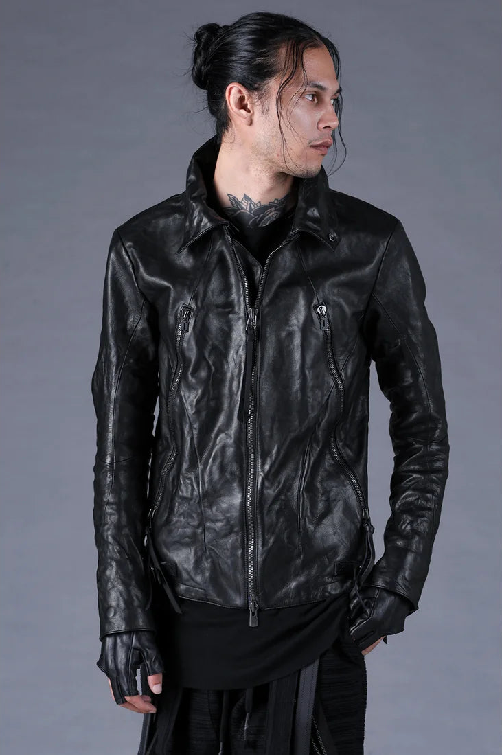Black Horse Leather Gloves + Detachable Collar Jacket