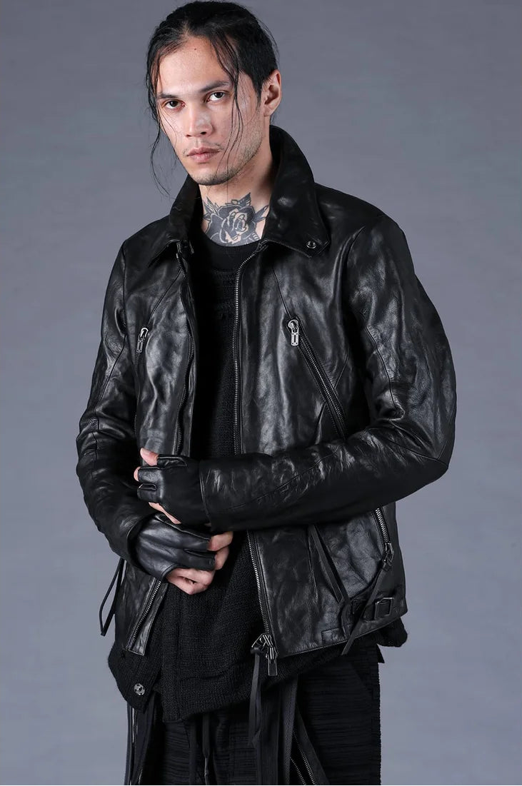 Black Horse Leather Gloves + Detachable Collar Jacket