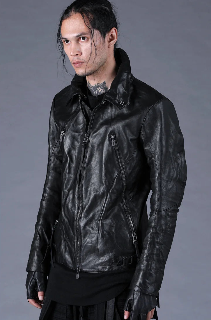 Black Horse Leather Gloves + Detachable Collar Jacket