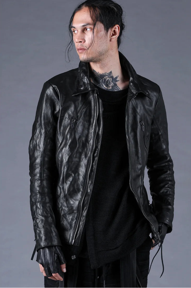 Black Horse Leather Gloves + Detachable Collar Jacket