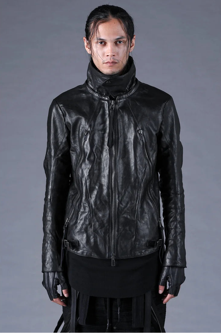 Black Horse Leather Gloves + Detachable Collar Jacket