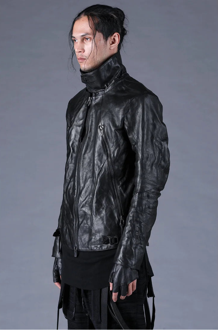 Black Horse Leather Gloves + Detachable Collar Jacket