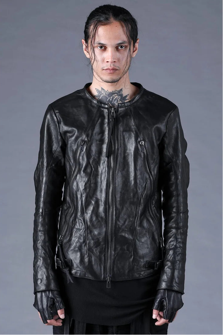 Black Horse Leather Gloves + Detachable Collar Jacket