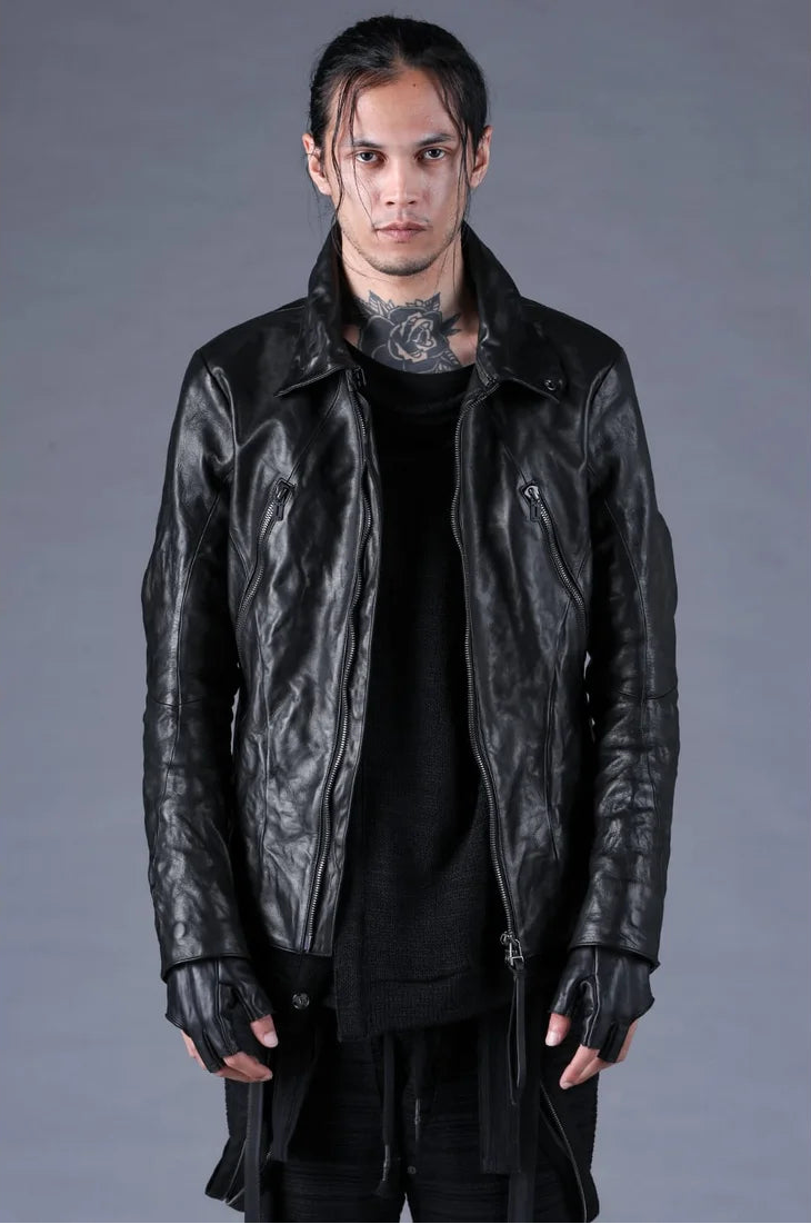 Black Horse Leather Gloves + Detachable Collar Jacket
