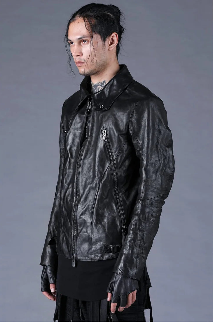 Black Horse Leather Gloves + Detachable Collar Jacket