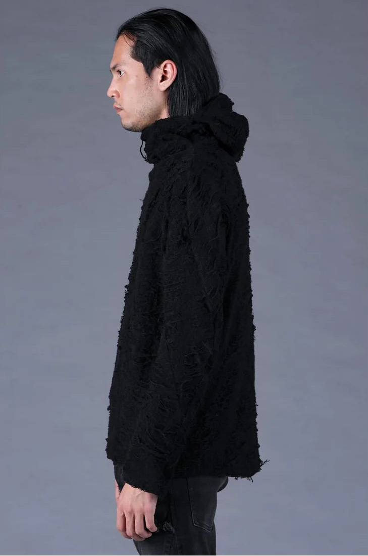 Black Distressed Terry Balaclava T-shirt