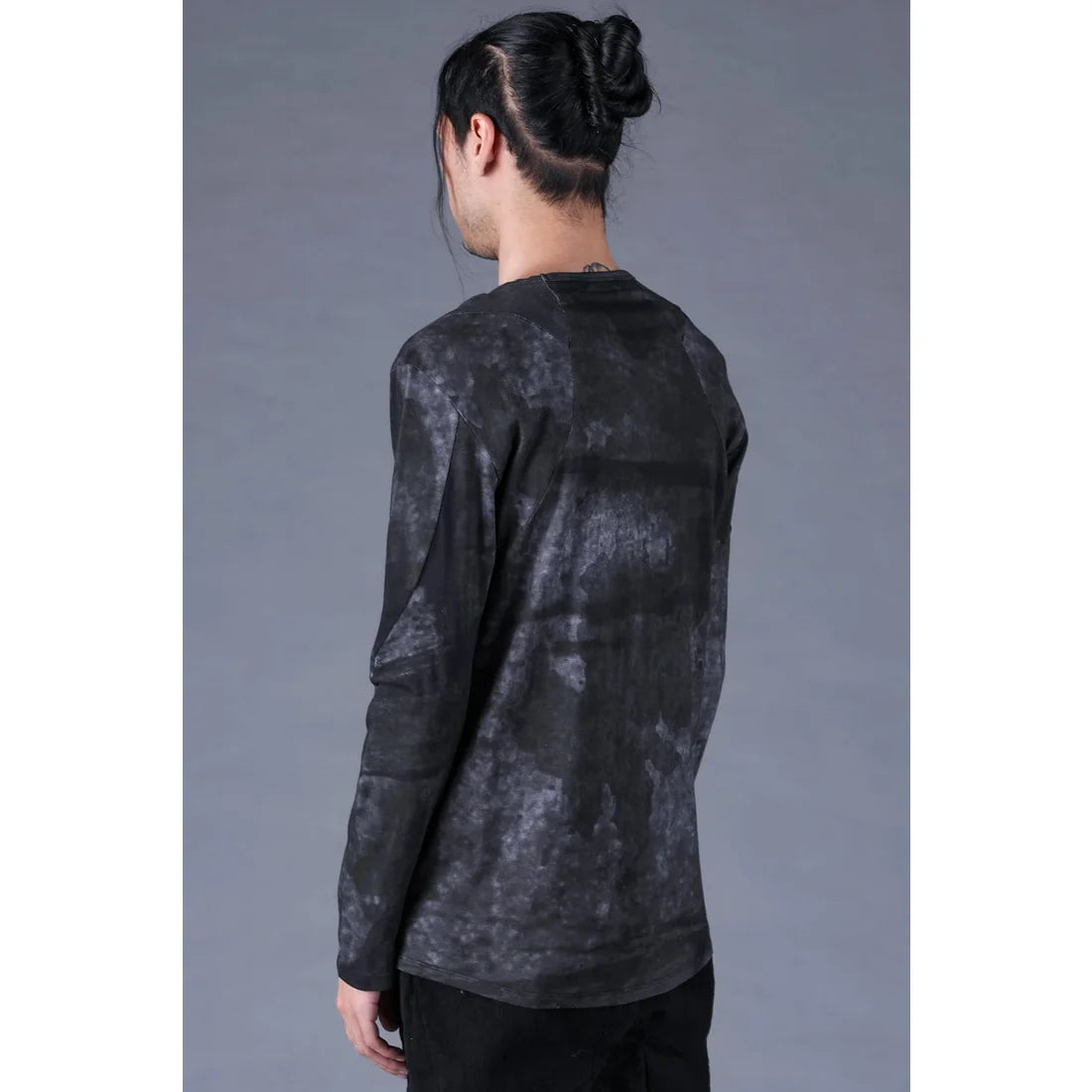 Black Soft Cotton Jersey Inkjet Print Long-Sleeve T-Shirt
