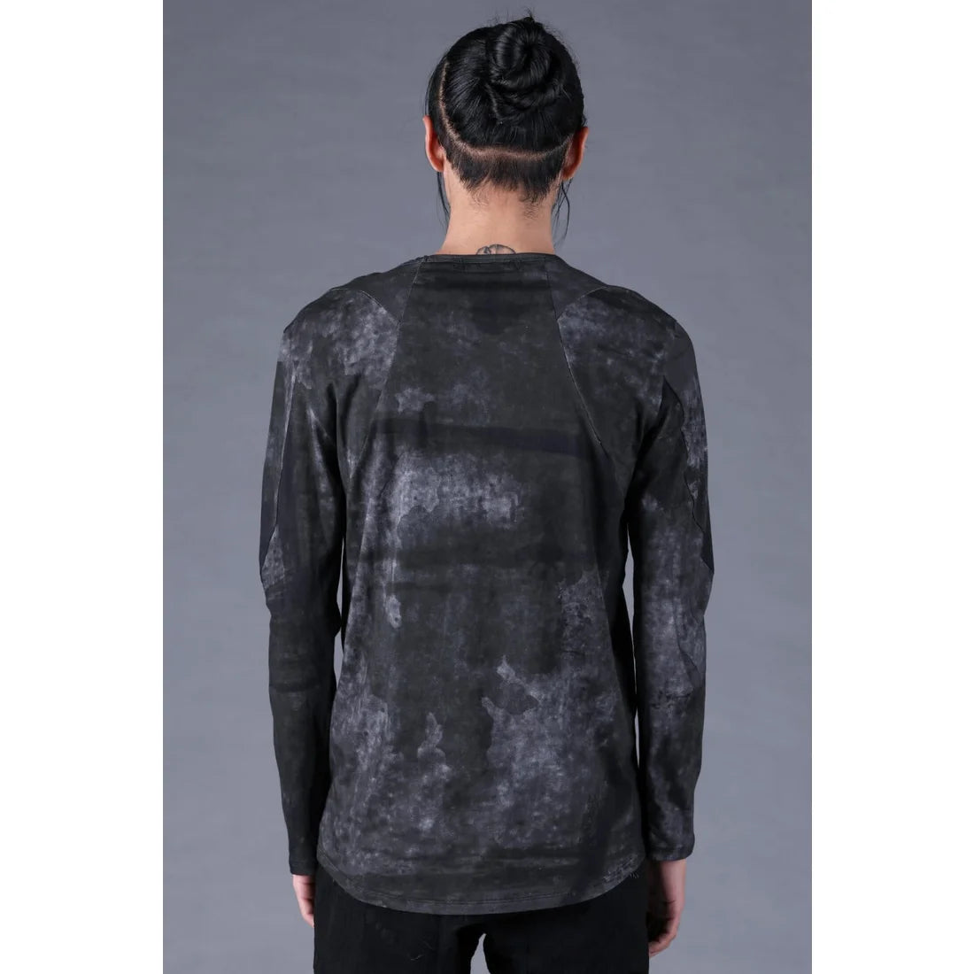 Black Soft Cotton Jersey Inkjet Print Long-Sleeve T-Shirt