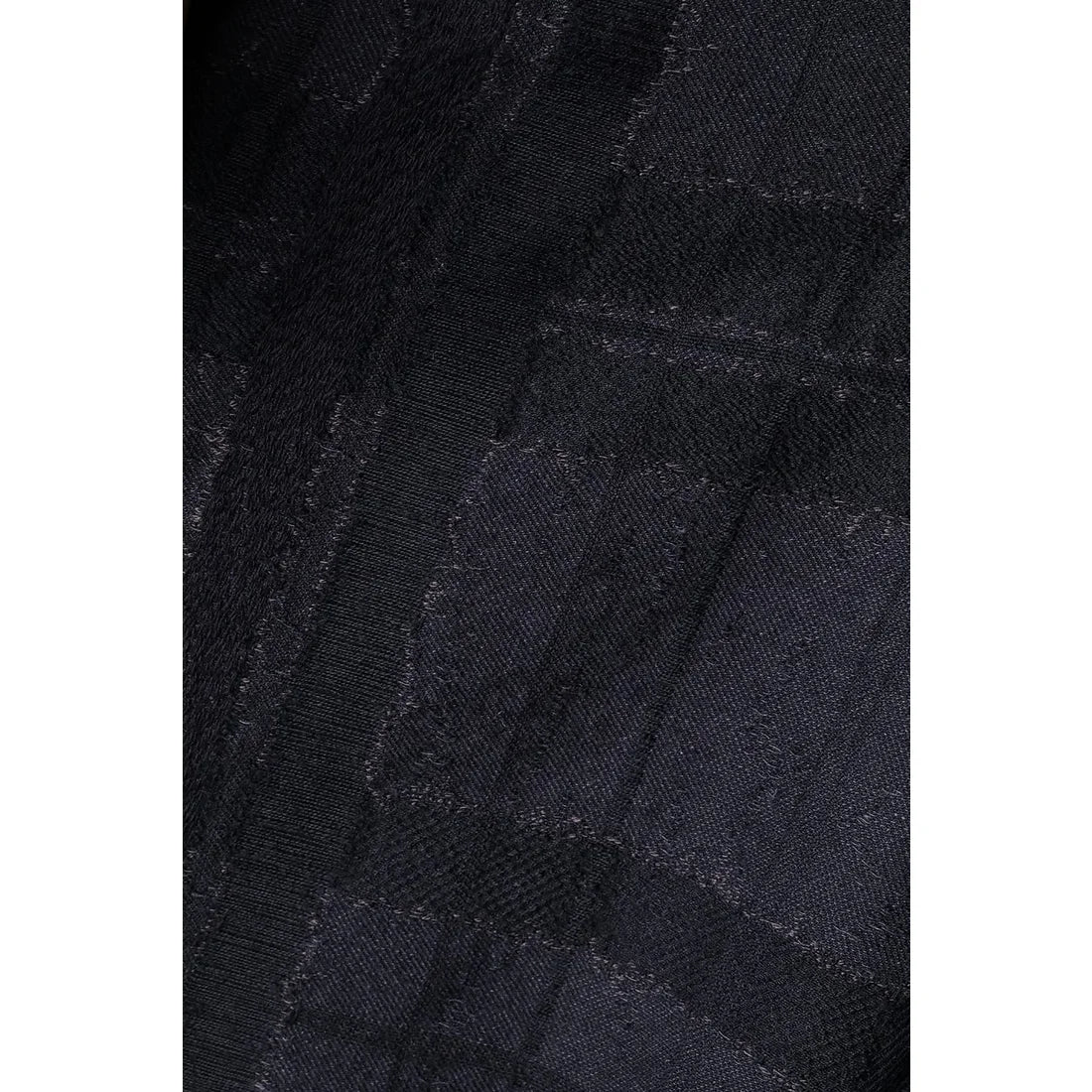 Black Distorted Check Jacquard Long Tailored Jacket