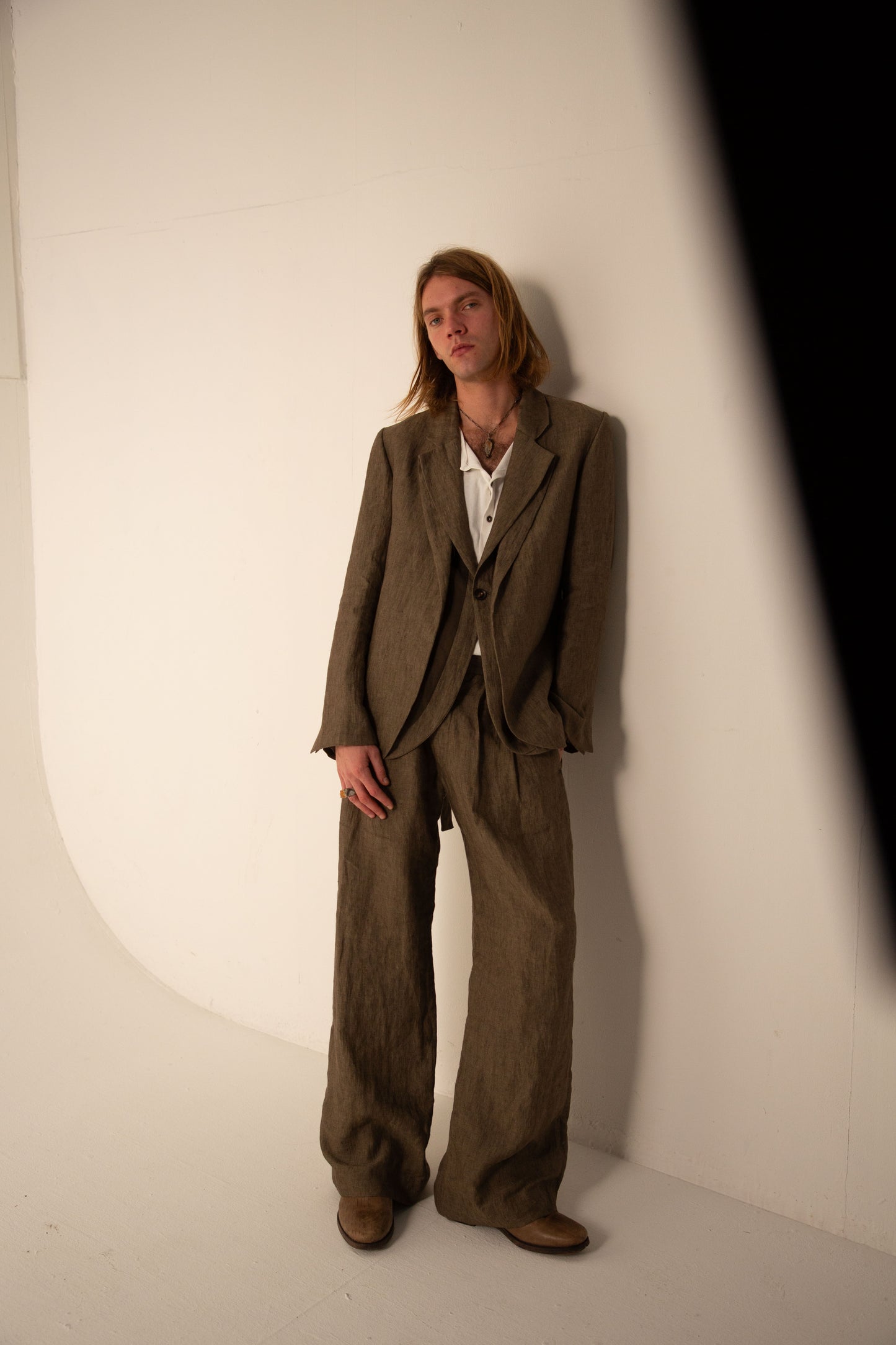 Off Black Double Layer Front Jacket