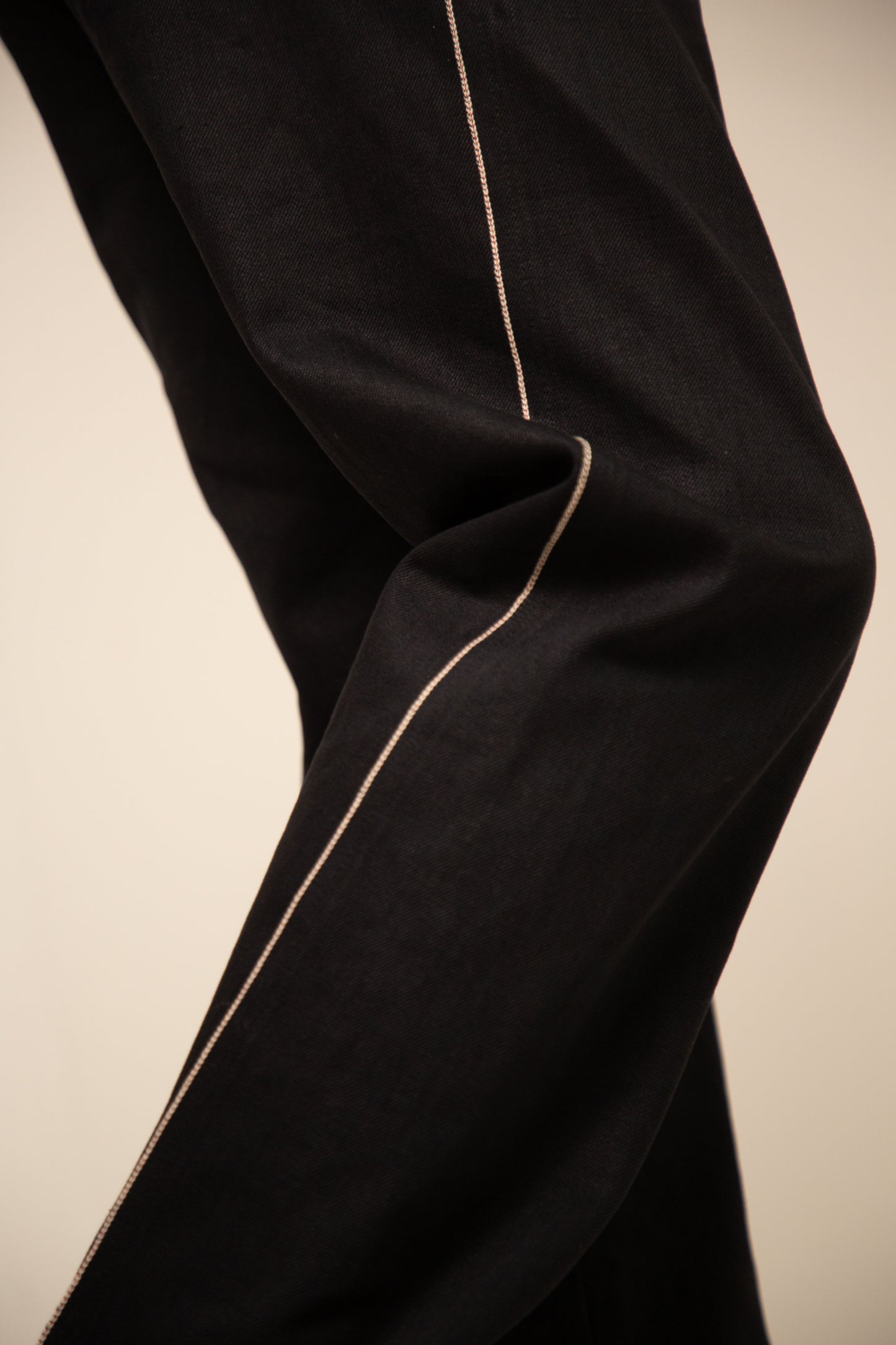 Off Black Cotton Selvedge 5-Button Collared Jacket