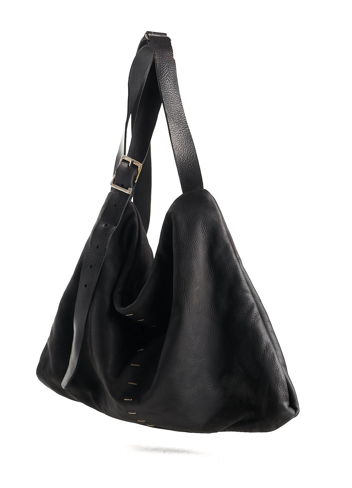 Black Nubuck Calf Leather Zipper MENESS GR Messenger Bag