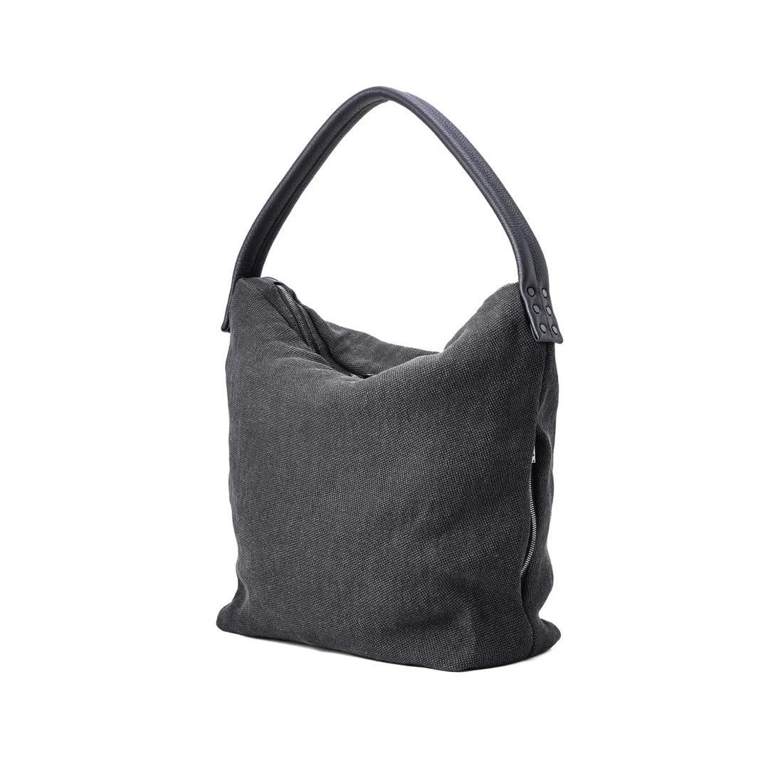 Dark Grey Washi Linen Large Shoulder Bag