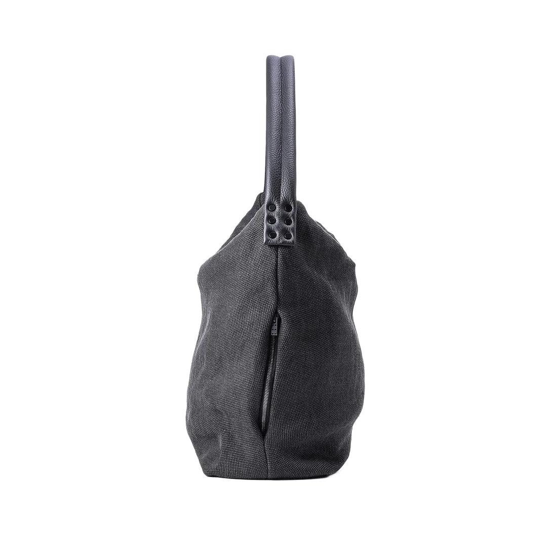 Dark Grey Washi Linen Large Shoulder Bag
