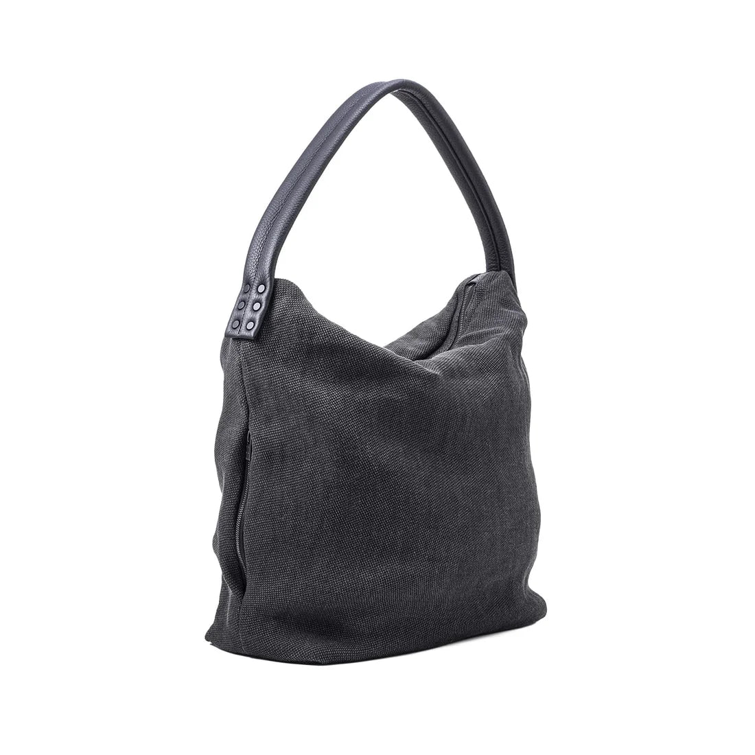 Dark Grey Washi Linen Large Shoulder Bag