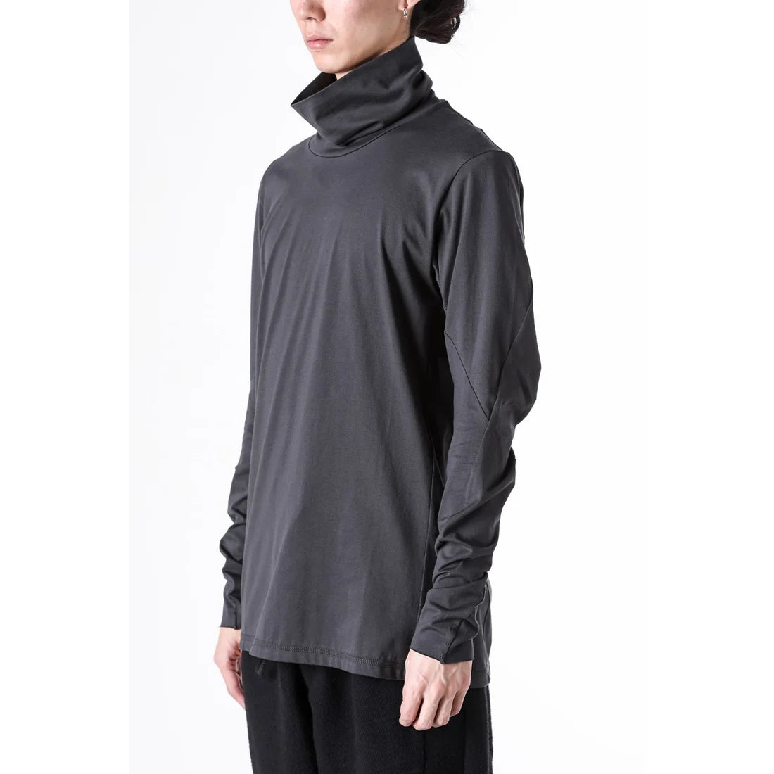 Khaki Grey Hi-neck Suvin Cotton T-shirt