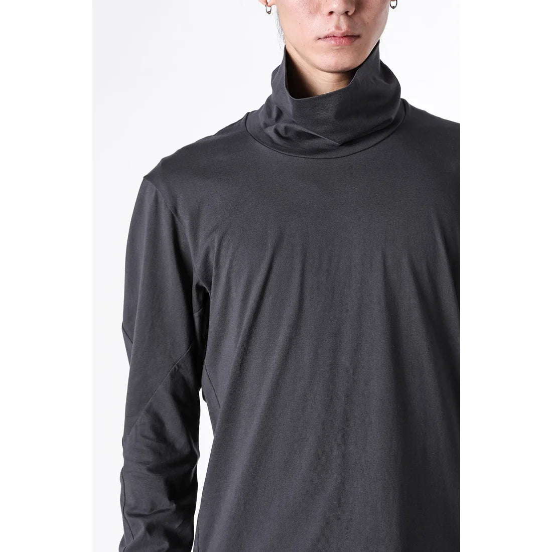 Khaki Grey Hi-neck Suvin Cotton T-shirt