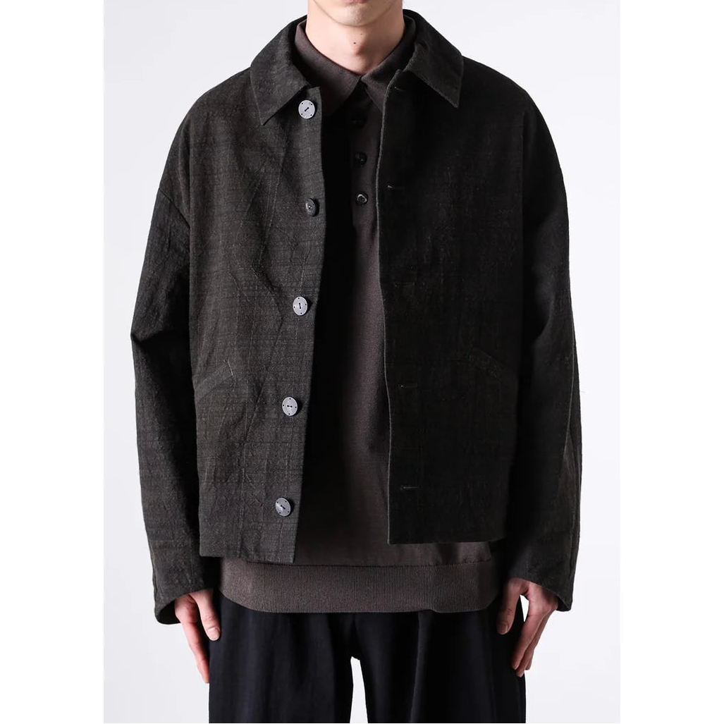 Mad Khaki Cotton Five Button Oversize Collared Jacket