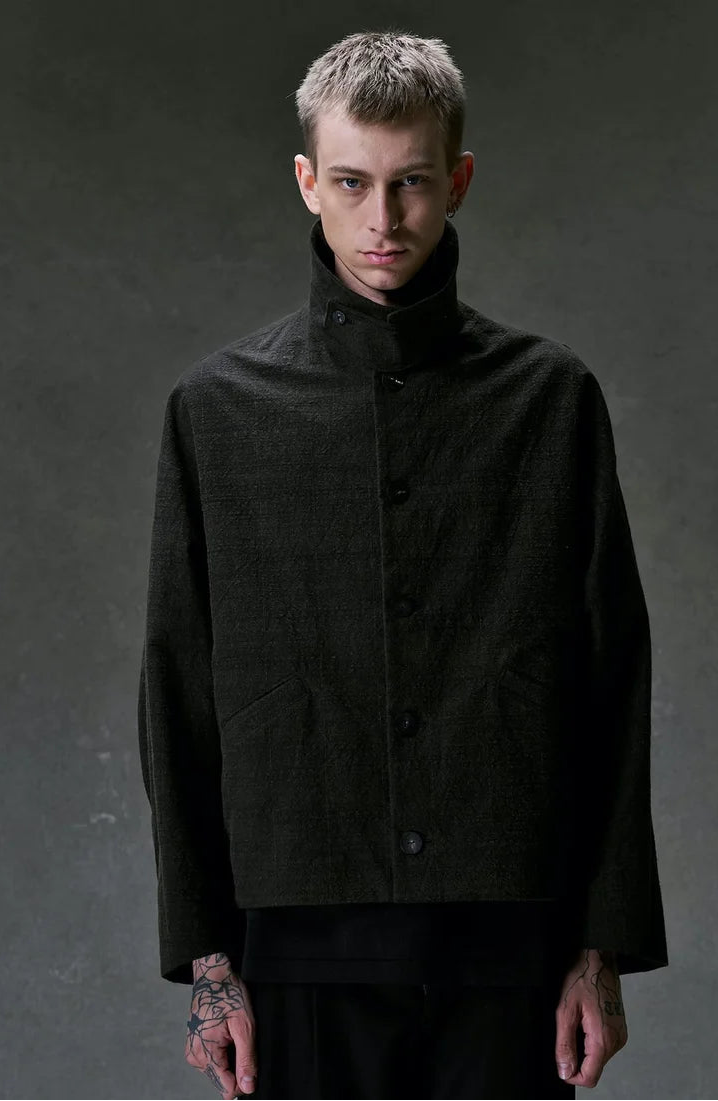 Mad Khaki Cotton Five Button Oversize Collared Jacket