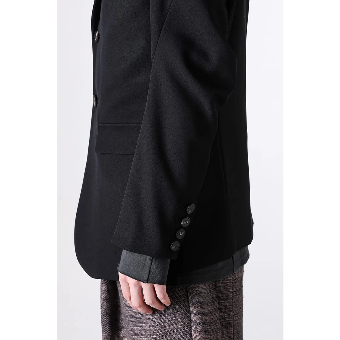 Black Japanese Wool Gabardine 2 Button Soft Blazer