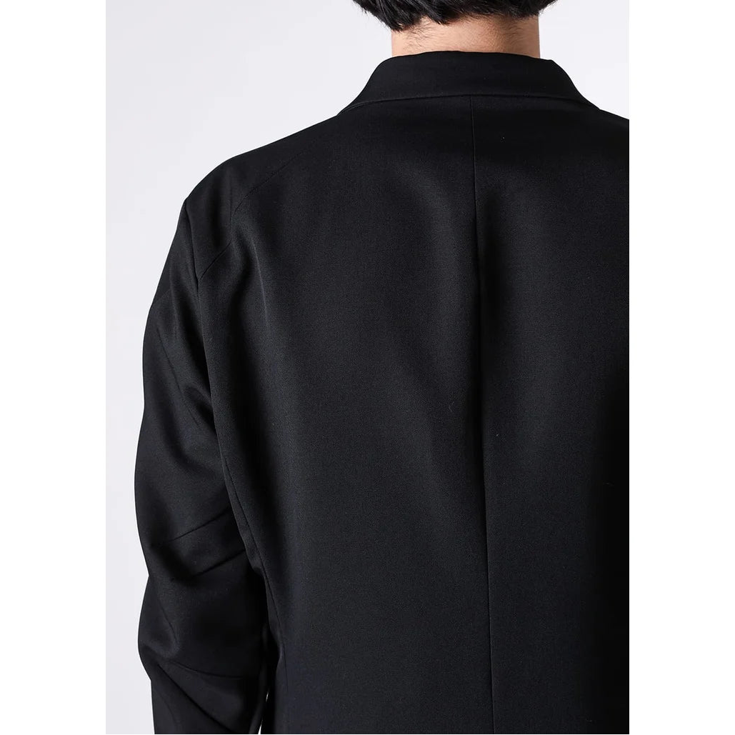 Black Japanese Wool Gabardine 2 Button Soft Blazer