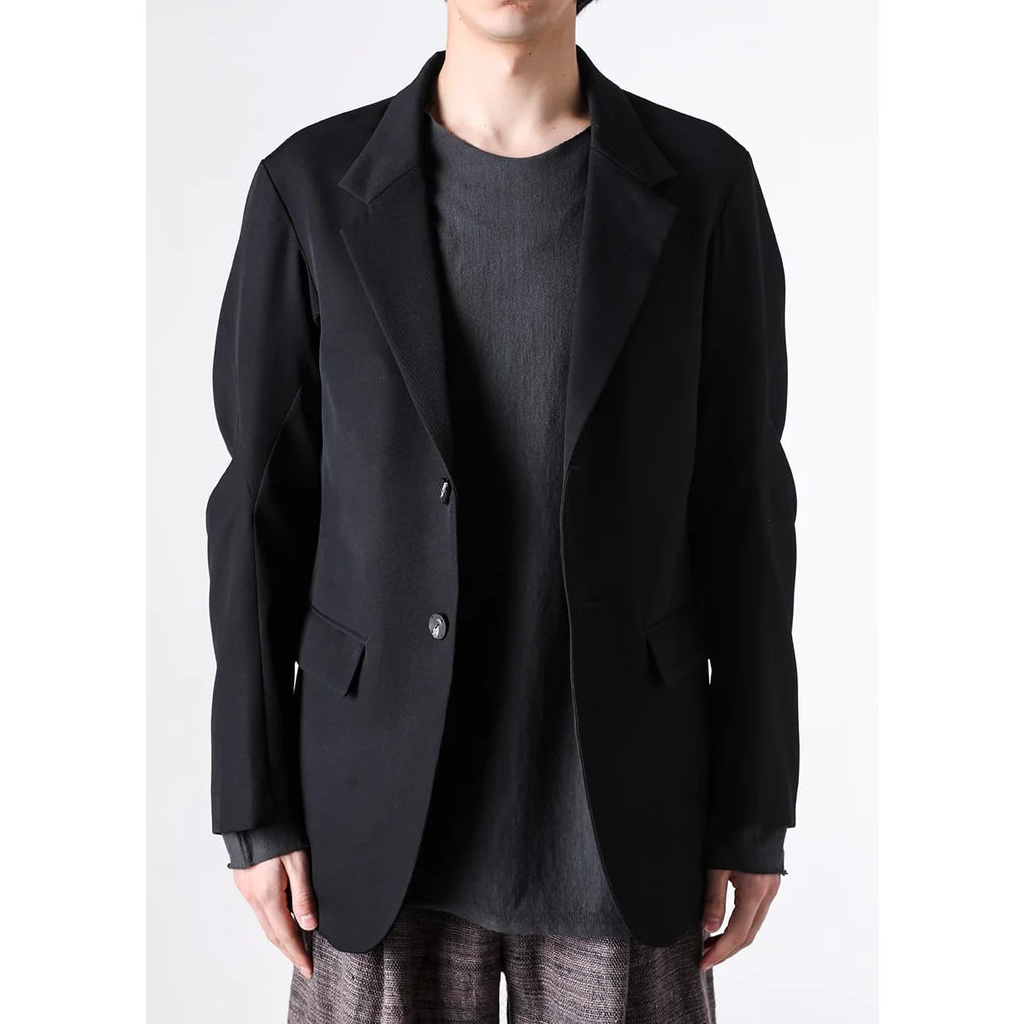 Black Japanese Wool Gabardine 2 Button Soft Blazer