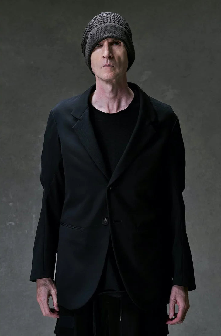 Black Japanese Wool Gabardine 2 Button Soft Blazer